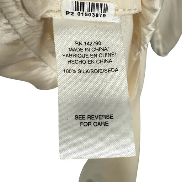 Vertigo‎ Size S High Low Drape Blouse Cream 100% Silk Flowy Coastal Lagenlook - Picture 7 of 9